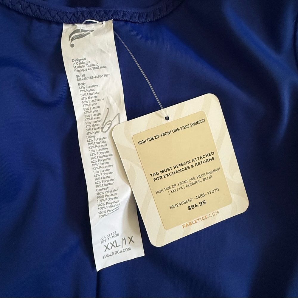NWT Fabletics High Tide Zip-Front One-Piece Swimsuit Admiral Blue Size XXL/1X - Picture 7 of 10